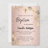 Baptisme blush eucalyptus gold glitter luxe kaart (Voorkant)
