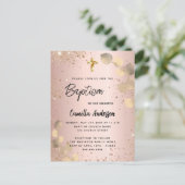 Baptisme blush eucalyptus gold glitter uitnodiging briefkaart (Staand voorkant)