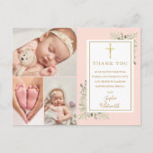 Baptisme Blush Pink Dank je Briefkaart (Voorkant)
