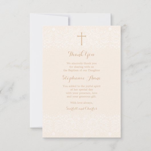 Baptisme Blush Pink Delicate Floral Lace Kaart (Voorkant)