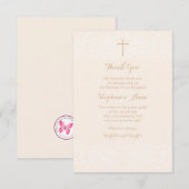 Baptisme Blush Pink Delicate Floral Lace Kaart (Voorkant / Achterkant)