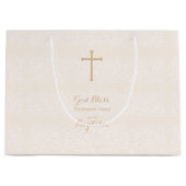 Baptisme Blush Pink Delicate Floral Lace Large Cadeautasje (Voorkant)