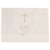 Baptisme Blush Pink Delicate Floral Lace Large Cadeautasje (Achterkant)