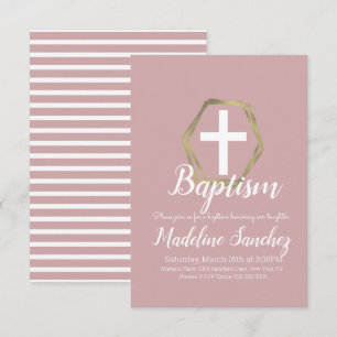 Baptisme Blush Pink Gold Dedication Christening Kaart