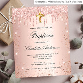 Baptisme blush roos goud glitter budget uitnodigin flyer
