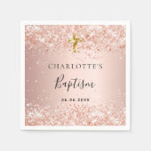Baptisme blush roos goud glitter name girl servet (Voorkant)