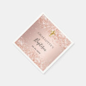 Baptisme blush roos goud glitter name girl servet (Hoek)