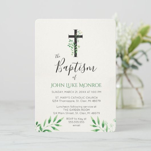 Baptisme - Botanische uitnodiging (Staand voorkant)