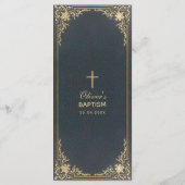  Baptisme Boy Blue Gold Elegant Calligrafie Menu (Achterkant)