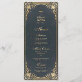  Baptisme Boy Blue Gold Elegant Calligrafie Menu (Voorkant)