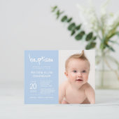 Baptisme Boy | Modern + Eenvoudige fotouitnodiging Briefkaart (Staand voorkant)