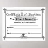 Baptisme Certificate Reproducable Master Copy Poster (Voorkant)