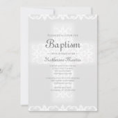 Baptisme Christelijk Cross Gray Damask Girl Kaart (Voorkant)