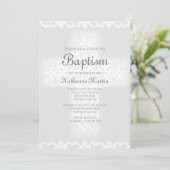 Baptisme Christelijk Cross Gray Damask Girl Kaart (Staand voorkant)