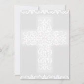 Baptisme Christelijk Cross Gray Damask Girl Kaart (Achterkant)