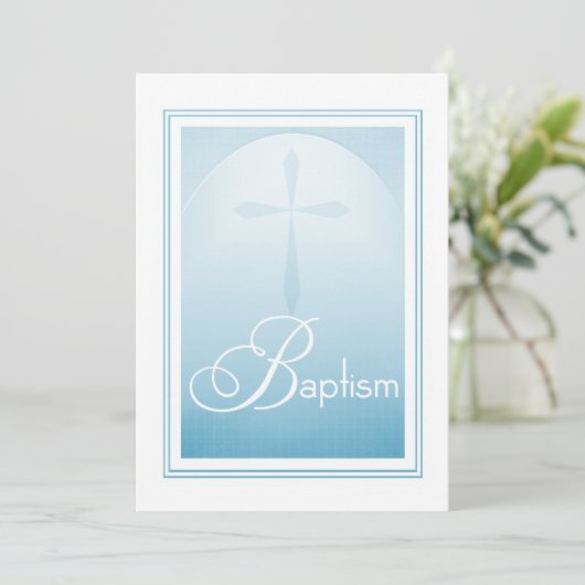Baptisme Christelijk kruis in blauw Kaart (Staand voorkant)