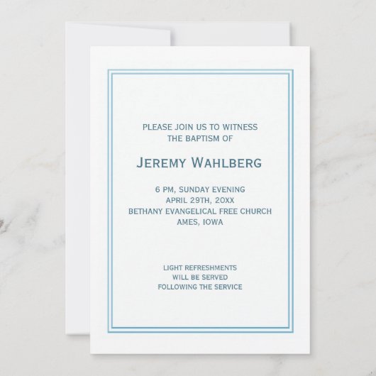 Baptisme Christelijk kruis in blauw Kaart (Achterkant)