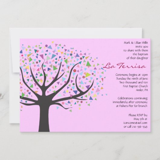 Baptisme Christening Aangepaste uitnodiging roze (Voorkant)