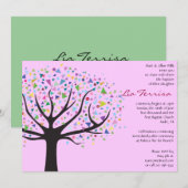 Baptisme Christening Aangepaste uitnodiging roze (Voorkant / Achterkant)