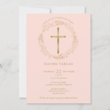Baptisme Christening Blush Pink Gold Cross Floral