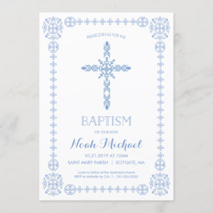 Baptisme, Christening Boys Uitnodiging Elegant Cro