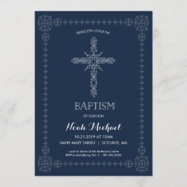Baptisme, Christening Boys Uitnodiging Elegant Cro