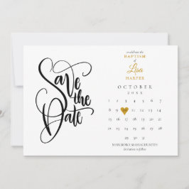 Baptisme Christening Calendar Gold Heart Save The Date