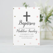 Baptisme Christening Confetti Pink Folie Gold Stip Kaart (Staand voorkant)