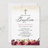 Baptisme Christening Elegant Burgundy Red Floral Kaart (Voorkant)