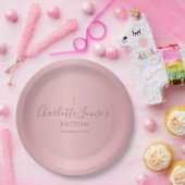 Baptisme Christening Elegant Roos Gold Script Papieren Bordje (Feest)