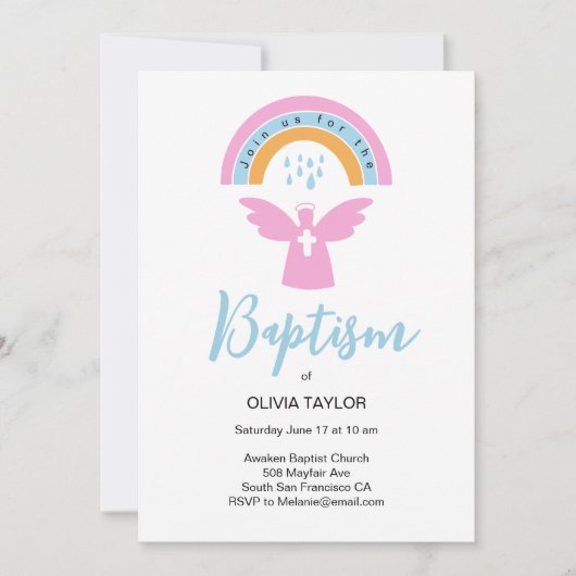 Baptisme Christening-engel en regenboog Kaart (Voorkant)