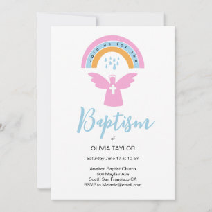 Baptisme Christening-engel en regenboog Kaart