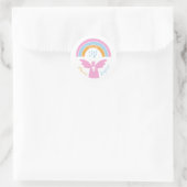 Baptisme Christening-engel en regenboog Ronde Sticker (Tas)