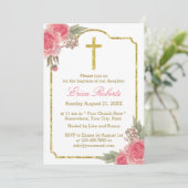Baptisme Christening  Floral Gold omgeven Kaart (Staand voorkant)