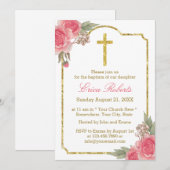 Baptisme Christening  Floral Gold omgeven Kaart (Voorkant / Achterkant)