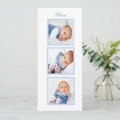 Baptisme | Christening Foto Baby Blue Invitation Feestdagenkaart (Staand voorkant)