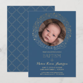 Baptisme, Christening Foto Uitnodiging, jongens ui Kaart