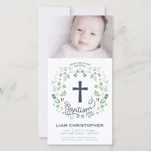 Baptisme, Christening Fotokaart Uitnodiging - Jong (Voorkant)