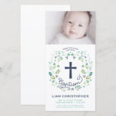 Baptisme, Christening Fotokaart Uitnodiging - Jong (Voorkant / Achterkant)