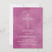 Baptisme, Christening Girl Invitation Elegant Cros Kaart (Voorkant)