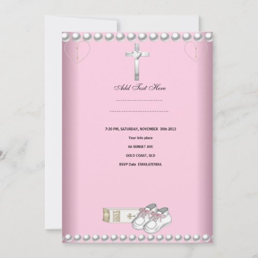 Baptisme Christening Girl Pink White (Achterkant)