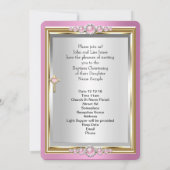 Baptisme Christening Girls Cross Pink Pearl Kaart (Achterkant)