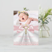 Baptisme Christening Gold Cross Girls Roze 2 Kaart (Staand voorkant)