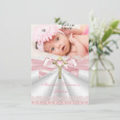 Baptisme Christening Gold Cross Girls Roze Kaart (Staand voorkant)