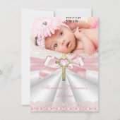 Baptisme Christening Gold Cross Girls Roze Kaart (Voorkant)