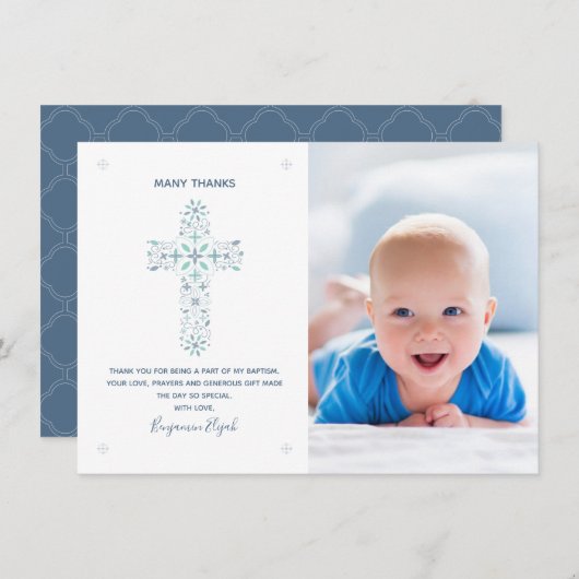 Baptisme, Christening Hartelijk dank Kaart - Baby  (Voorkant / Achterkant)