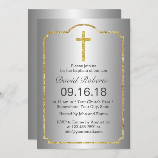 Baptisme Christening Heilig Kruisgoud met zilver Kaart (Voorkant / Achterkant)