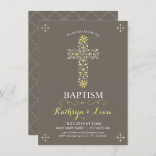 Baptisme, Christening Invitatio, Meisje en Jongen Kaart