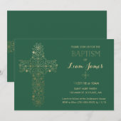 Baptisme, Christening Invitation, Gold Cross Invit Kaart (Voorkant / Achterkant)