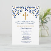 Baptisme, Christening Invitation in Navy en Gold Kaart (Staand voorkant)